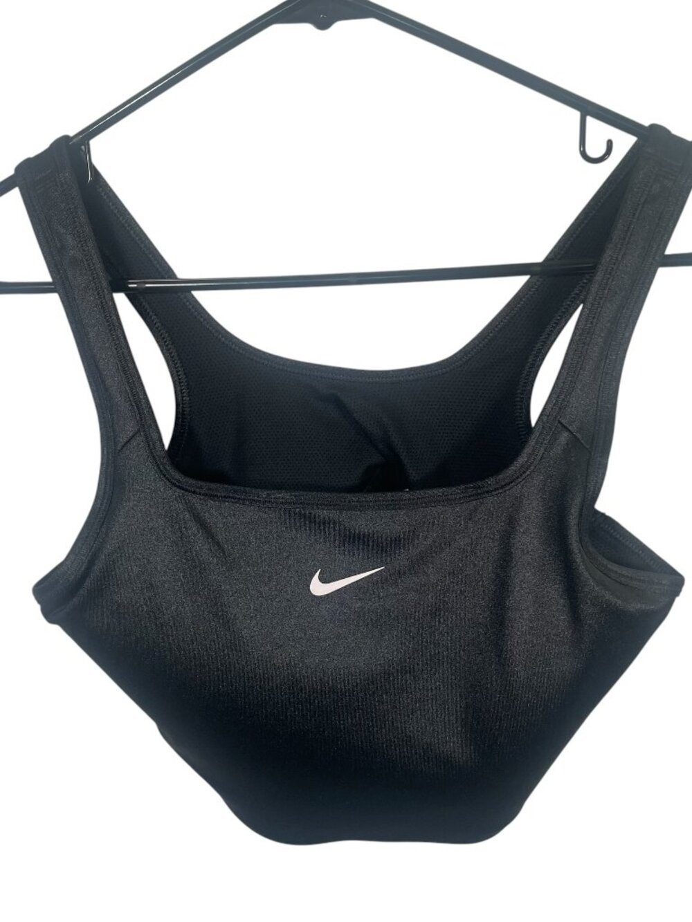 Nike Black Shine Dri-Fit Swoosh Sports Bra Womens Large Med Support New NWT